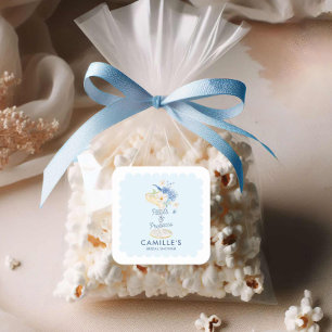 Sticker Carré Blue Petals et Prosecco Baby Shower pour la Mariée