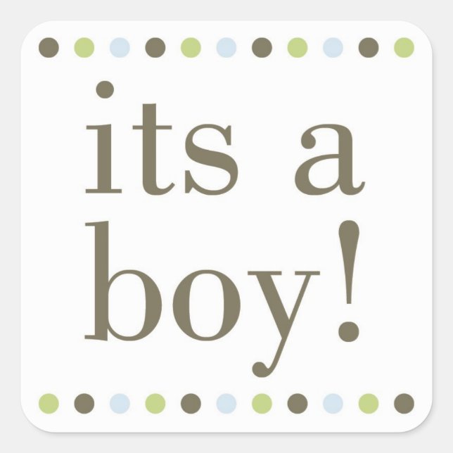 Sticker Carré Blue Polka Dot It a Boy (Devant)