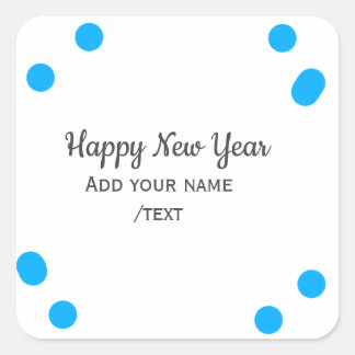 Sticker Carré Blue polkadots happy new year add name messasimple