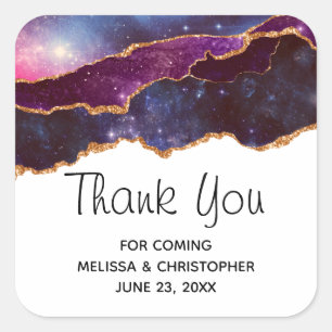 Sticker Carré Blue & Purple Space & Stars Moderne Agate Mariage