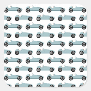 Sticker Carré Blue Race Car Boy Racing Anniversaire