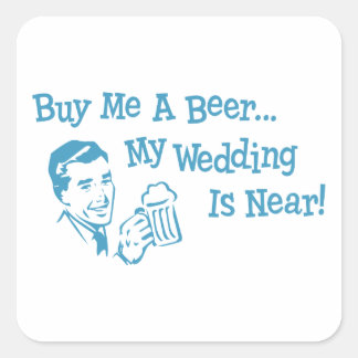 Sticker Carré Blue Retro Acheter Une bière Mon Mariage est à pro