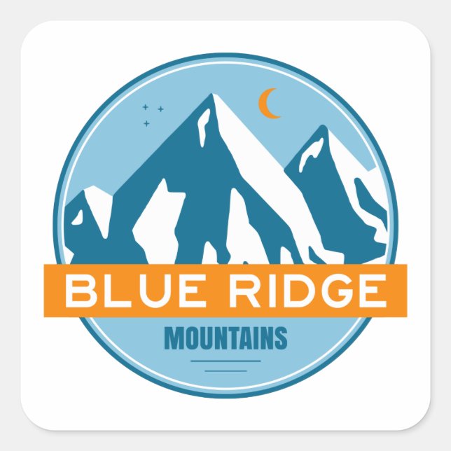 Sticker Carré Blue Ridge Mountains Stars Moon (Devant)