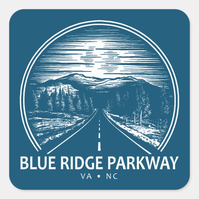 Sticker Carré Blue Ridge Parkway Forest (Devant)