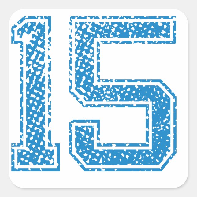 Sticker Carré Blue Sports Jerzee Numéro 15 (Devant)
