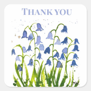 Sticker Carré Bluebells Blue Floral Mariages de douche nuptiale