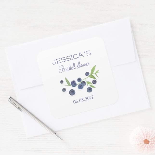 Sticker Carré Blueberries Blueberry Fruits Fête des mariées (Enveloppe)