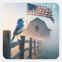 Bluebird Chante Avec Drapeau Américain