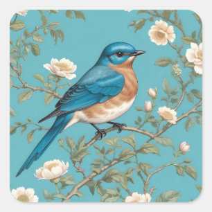 Sticker Carré Bluebird William Morris Inspiré Turquois