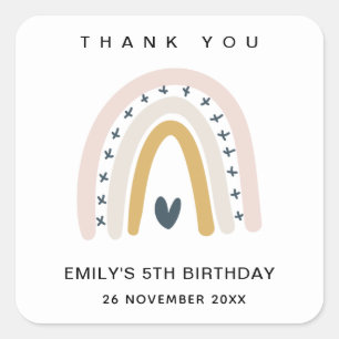 STICKER CARRÉ BLUSH OCHRE MARINE COEUR PLUIE D'ANNIVERSAIRE MERC