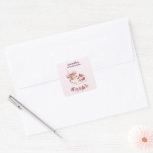 Sticker Carré Blush Patisserie Café Marque Personnalisée