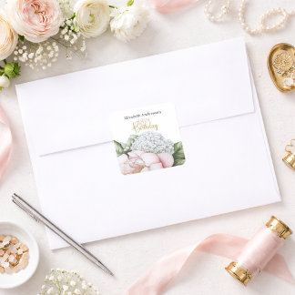 Sticker Carré Blush Pink Peony Floral 18th Birthday 