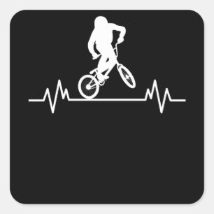 Sticker Carré BMX Heartbeat Design Funny Rider vélo cadeau cadea