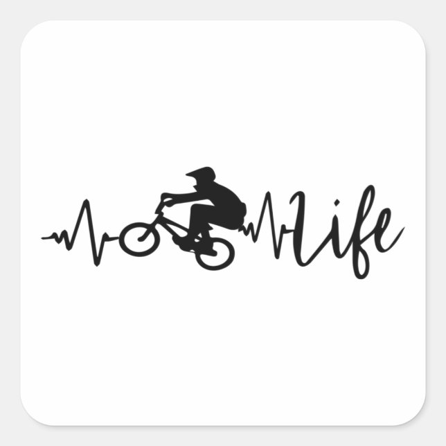 Sticker Carré BMX Vélo Rider Vie Heartbeat (Devant)