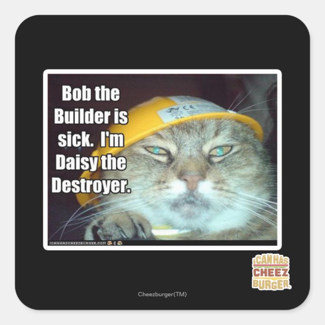 Sticker Carré Bob le Builder est malade (Devant)