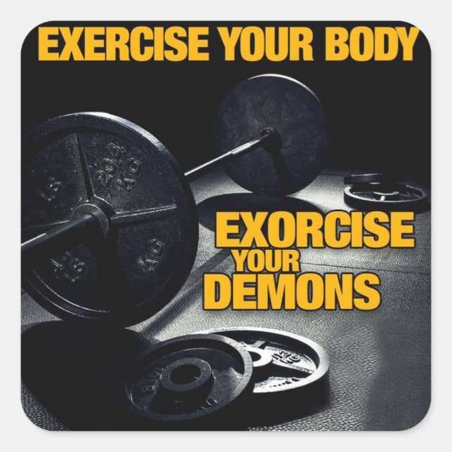 Sticker Carré Bodybuilding Gym entraînement Motivationnel (Devant)