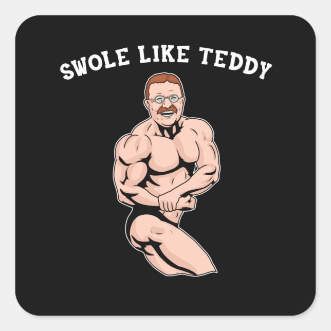 Sticker Carré Bodybuilding Teddy Gym Don Theodore Roosevelt (Devant)