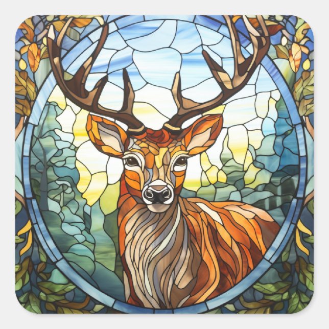 Sticker Carré Boeuf de bois de verre tendu (Devant)