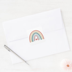 Sticker Carré Boho, arc-en-ciel muet, baby shower, 1er anniversa