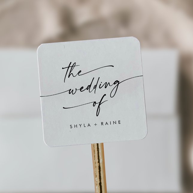 Sticker Carré Boho Chic noir et blanc Mariage enveloppes sceaux (Créateur téléchargé)