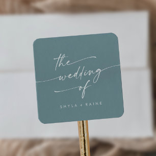 Sticker Carré Boho Chic Seafoam Turquoise Mariage Enveloppe Phoq
