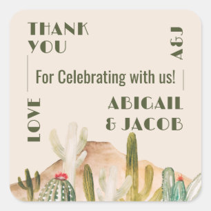 Sticker Carré Boho Desert Cactus Arizona Destination Mariage