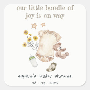 Sticker Carré Boho Green Vêtements pour bébés Baby shower neutre