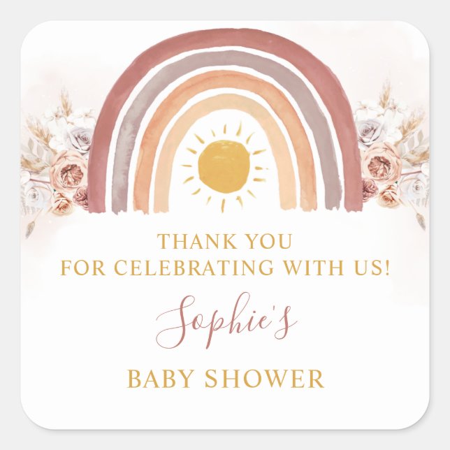 Sticker Carré Boho Rainbow Un petit rayon de soleil (Devant)