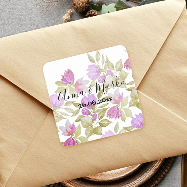 Sticker Carré Boho rose à la main (Créateur téléchargé)