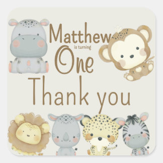 Sticker Carré Boho Safari Birthday