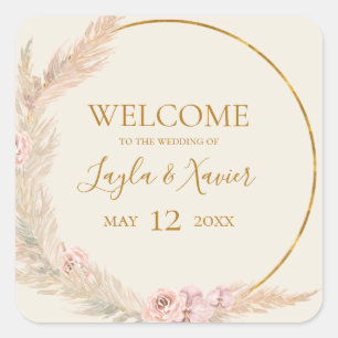 Sticker Carré Boho Tropical Botanical   Bienvenue au Mariage ivo