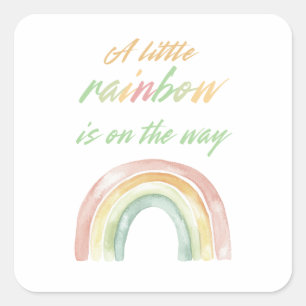 Sticker Carré Boho Watercolor Rainbow Baby shower