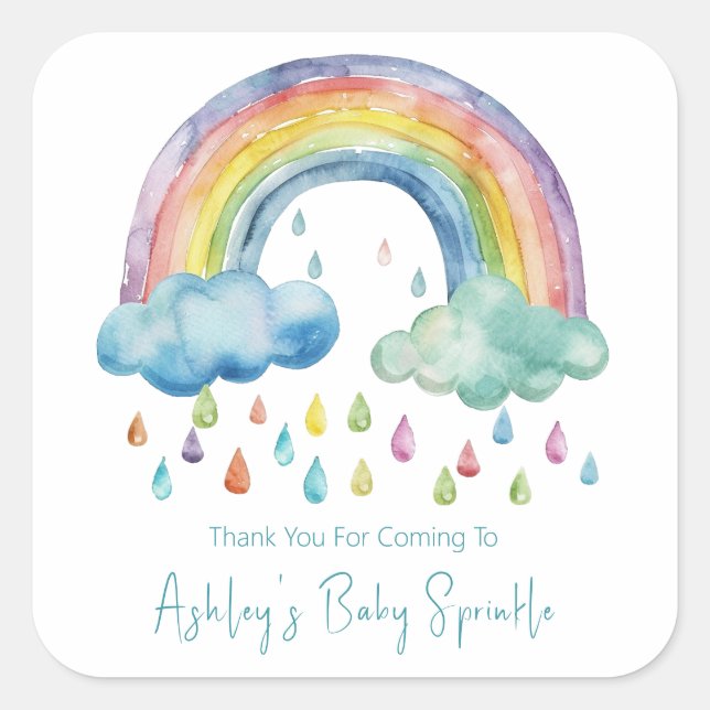 Sticker Carré Boho Watercolor Rainbow Baby Sprinkle (Devant)