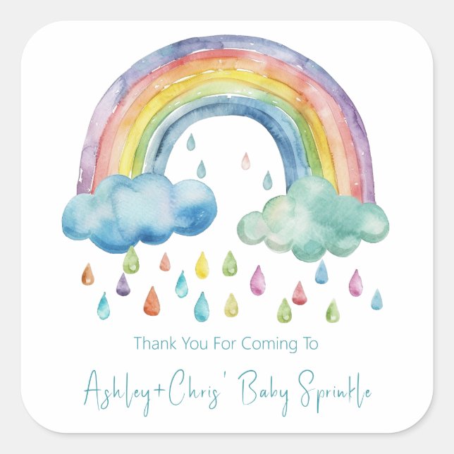 Sticker Carré Boho Watercolor Rainbow Baby Sprinkle (Devant)