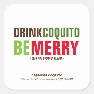 Sticker Carré Boire Coquito Joyeux Noël