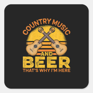 Sticker Carré Boire De Bières Musique De Pays Et Bière Anniversa
