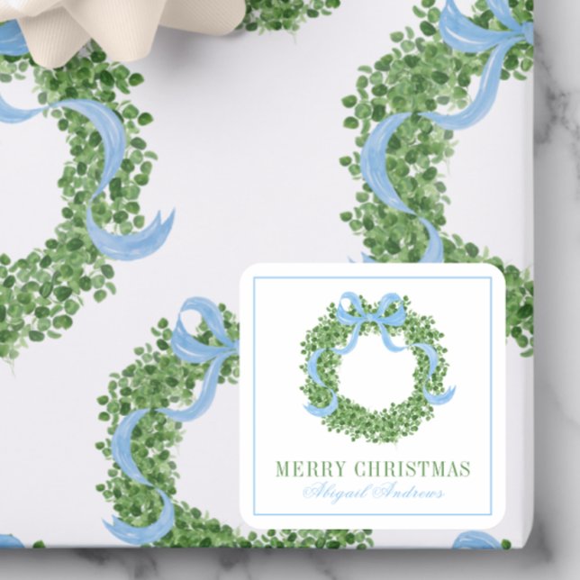 Sticker Carré Bois de Noël bleu (Créateur téléchargé)