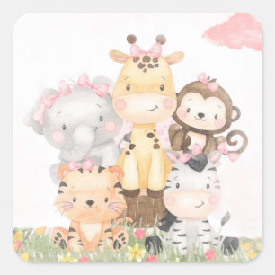 Sticker Carré Bois mûre   Baby shower fille couleur rose