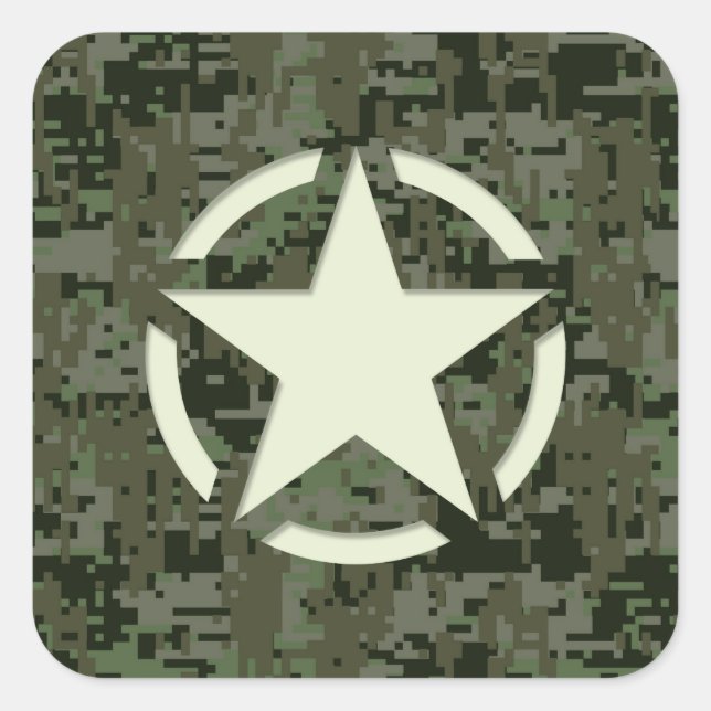 Sticker Carré Bois numérique Star Stencil (Devant)