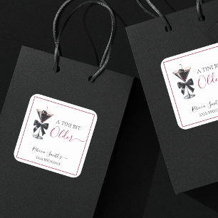 Sticker Carré Boisson Cerise à Arc Noir 'Un peu plus âgée' Anniv