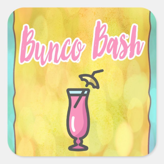 Sticker Carré Boisson rose Bunco Bash (Devant)