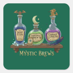 Sticker Carré Boissons Mystiques   Potions et Élixirs Fantaisist