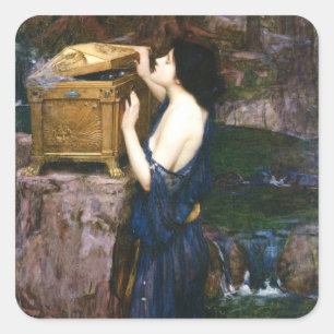Sticker Carré Boîte de Pandore - John William Waterhouse