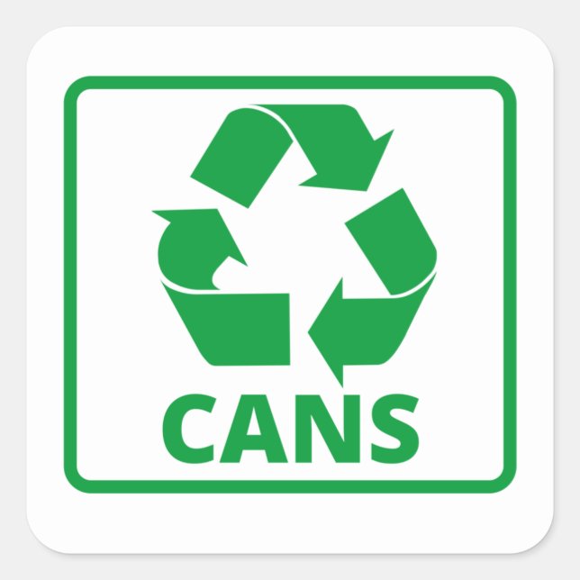 Sticker Carré Boîtes vertes à panneau de recyclage (Devant)