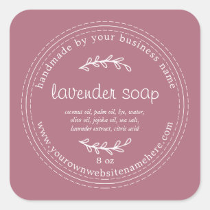 Sticker Carré Boîtier de savon de lavande artisanale rustique ro