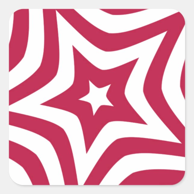 Sticker Carré Bold & Bright Red & White Star dans un Motif vecto (Devant)