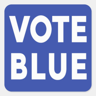 Sticker Carré Bold Vote Bleu texte blanc sur bleu politique