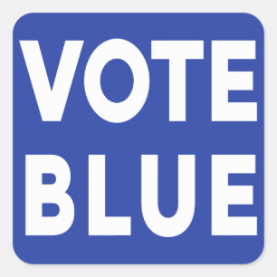 Sticker Carré Bold Vote Bleu texte blanc sur bleu politique