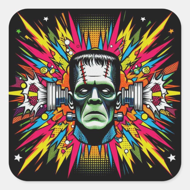 Sticker Carré  "Bolt Blowing Monster" (Devant)