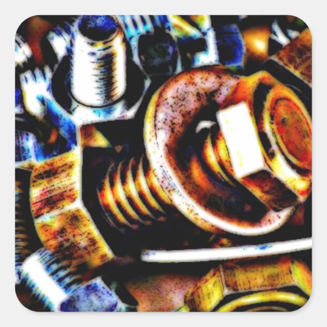 Sticker Carré Bolts Pop Art (Devant)